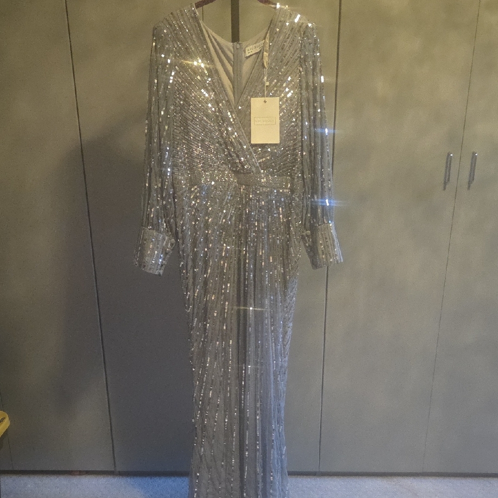 Mac Duggal Shimmering Silver Sequin Dress